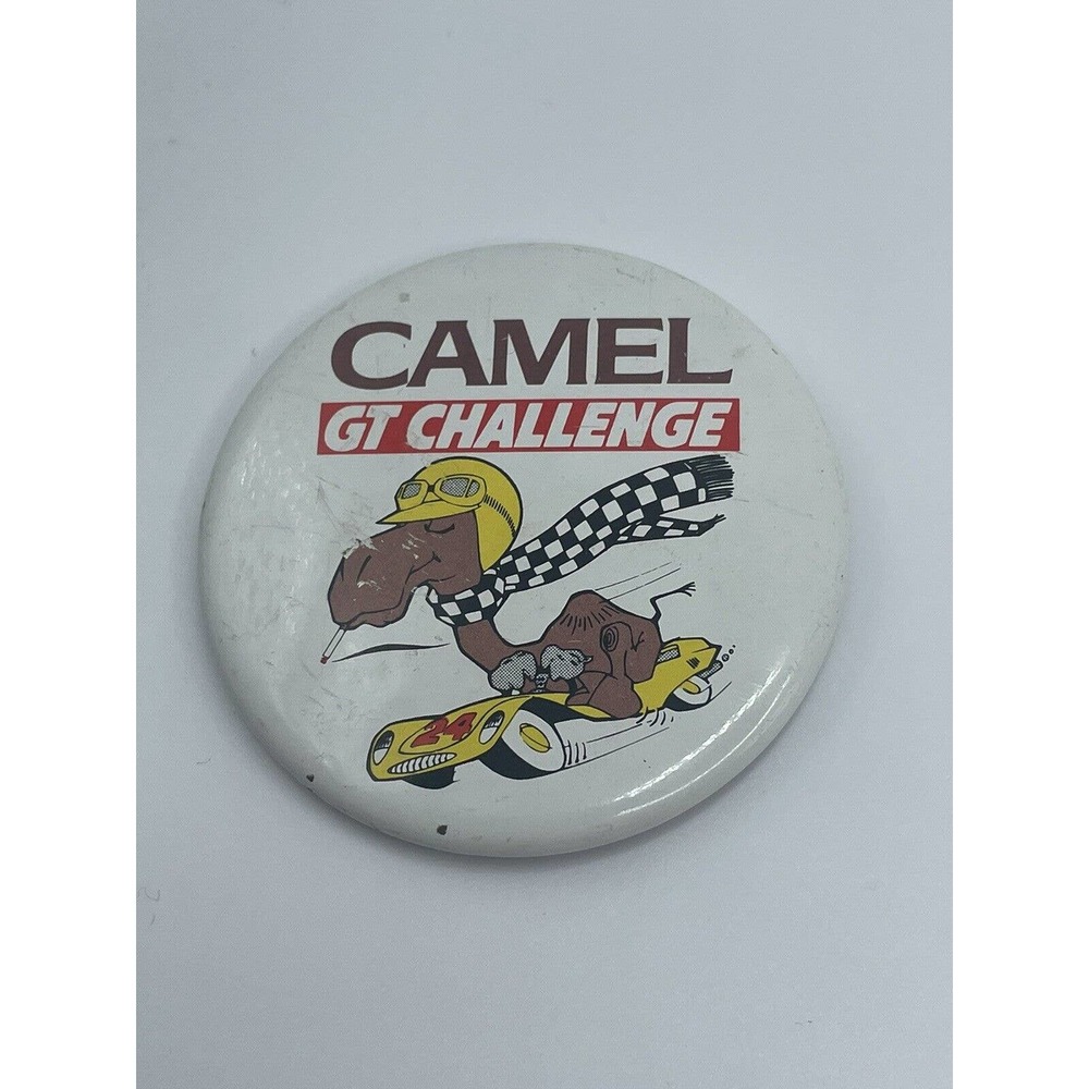 Vintage Camel GT Challenge Auto Racing Pin Pinback Button Early Old Cigarette